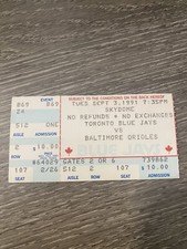 Pat Hentgen Debut/1st Strike Out Ticket 09/03/1991 Blue Jays