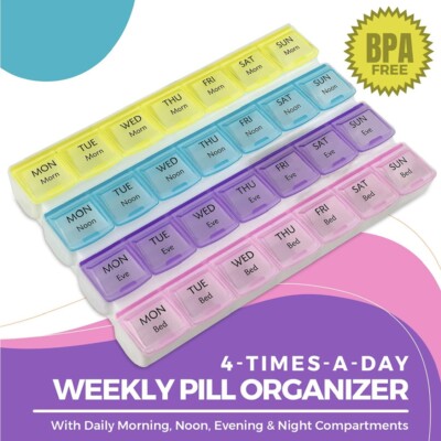 NEU Pillenbox 28 Steckplätze 7 Tage wöchentlich Medizin Tablettenbox Halter Aufbewahrung Organizer