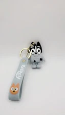 1  Cute Disney  BLUEY ..#MUFFIN" PVC Bag Hanger  Keychains Key Rings ..ANXIETY 