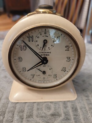 Vintage Junghans Working Condition German White Alarm Clock Retro Collectible