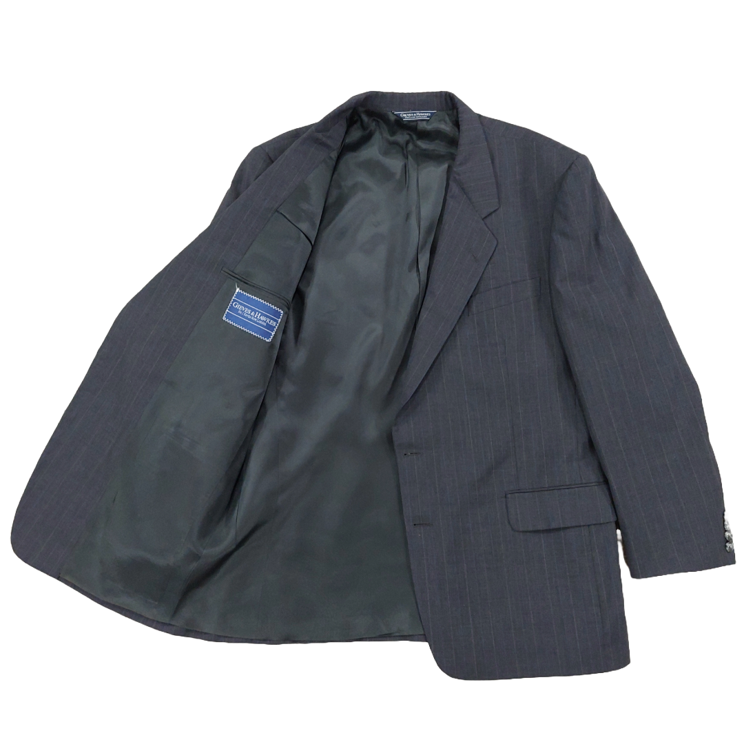 FILA Giacca tuta blazer lana Gieves and Hawkes 46R grigio a righe Savile Row vintage