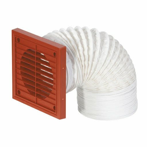 AIRFLOW 125MM DUCTING KIT C/W OUTSIDE GRILL AND 3 METERE DUCTING BROWN 90000437