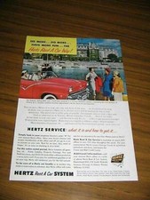 1955 Print Ad Hertz Rent a Car '55 Ford Fairlane Sunliner Red Convertible 