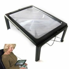 A4 Full Page Large Hands Free Magnifier Magnifying Glass Lens f Reading w/ Cord