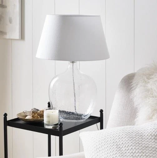 The White Company Table Lamp Glass Base White Linen Shade Home
