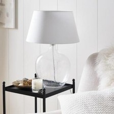 The White Company Table Lamp Glass Base White Linen Shade Home Decor St Ives