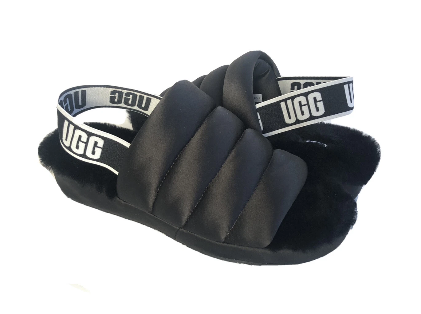 UGG PUFF YEAH SANDALO SLIP ON MOCASSINO NERO US 8 EU 39 UK 6