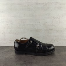 Gucci Black leather double monk shoes Sz UK 8