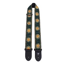Perri's Leathers Ltd. Adjustable Leather Guitar Straps - Stylish, Green Suns