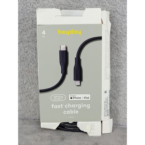 heyday 4ft Lightning to USB-C Fast Charging Cable for iPhone iPad Navy Blue