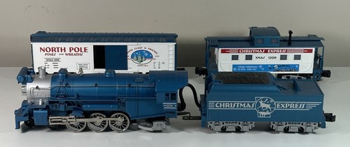 MTH Locomotive Proto 2.0 Blue Christmas Express Set Tender Boxcar Caboose Rare