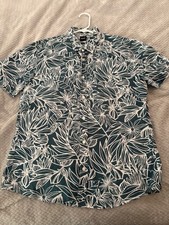 Hugo Boss Hawaiian Shirt Men s L Slim Fit Green Summer Floral