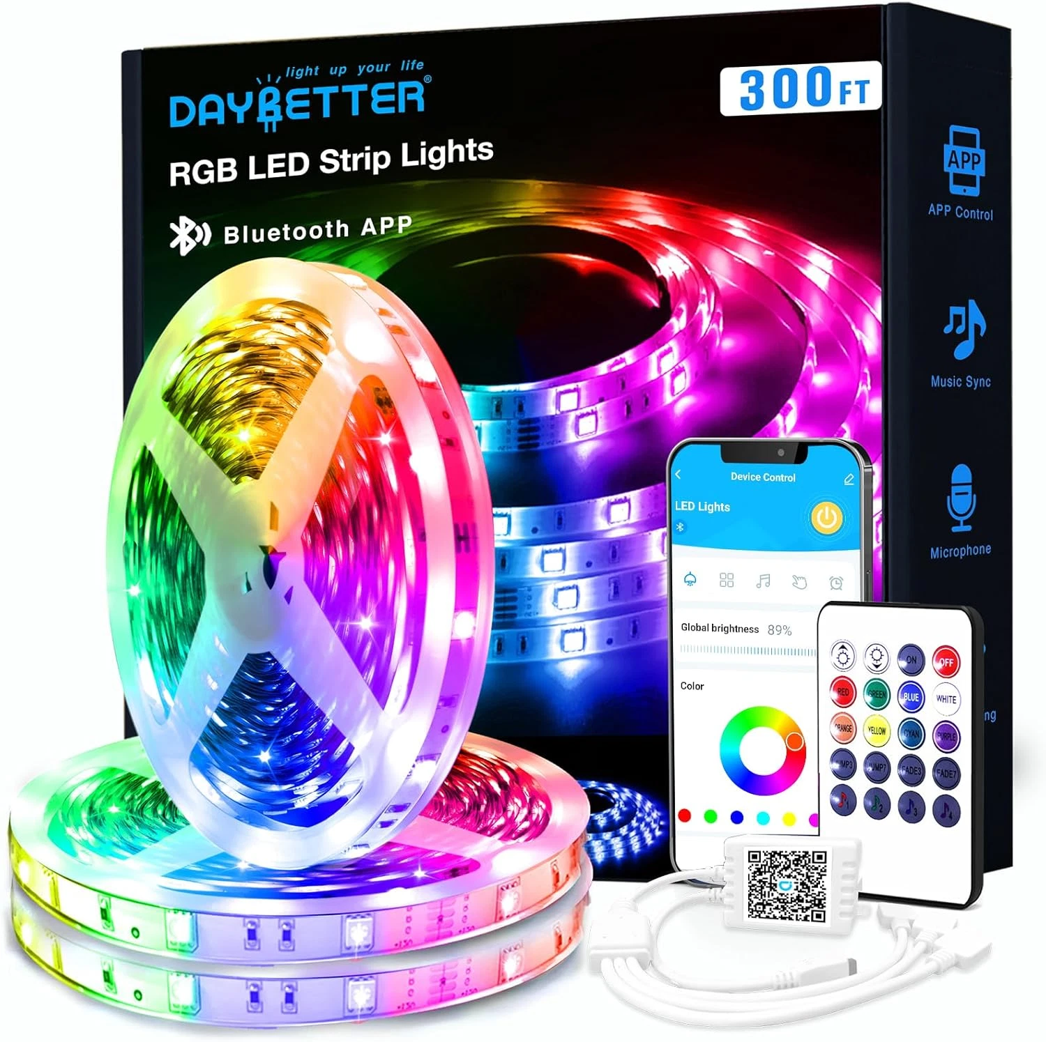 Tira LED RGB Inteligente 300ft Control App Multicolor Decoracion Hogar Fiesta