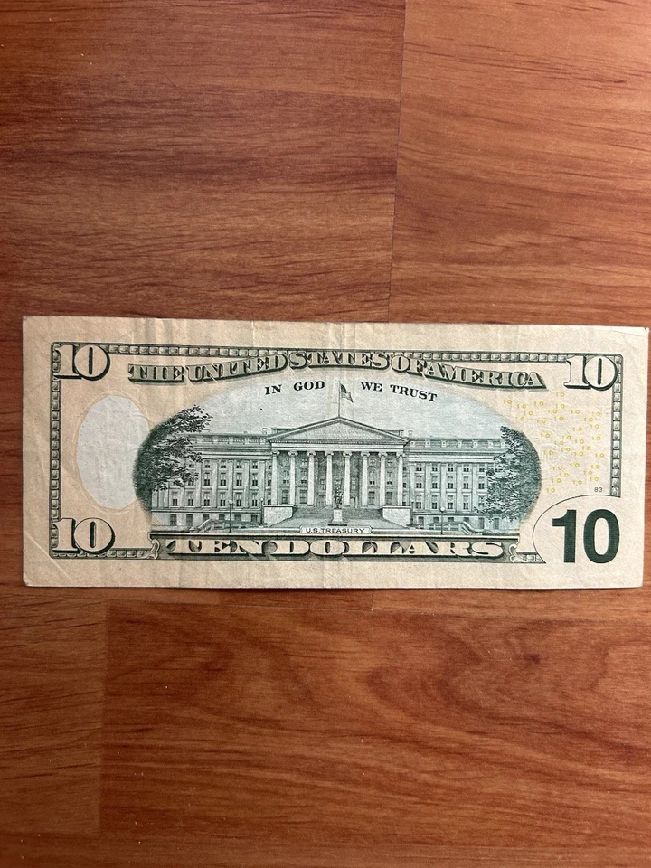 UNITED STATES 2013: Ten Dollars " Hamilton " Series 2013 / E5 Fancy & Low Serial - Image 2 of 2