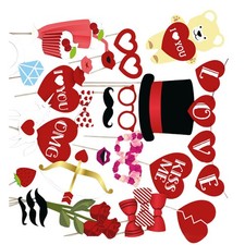  35 Pcs/Set Valentines Photo Booth Props Wedding for Photobooth Day