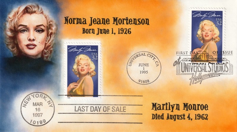 1995 1st Day - 1997 Last Day of Sale - Marilyn Monroe  Hi-Density Color EmPrint