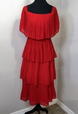 Just Me Lined Dress Women's Small Red Tiered Flapper Cocktail Party Classic