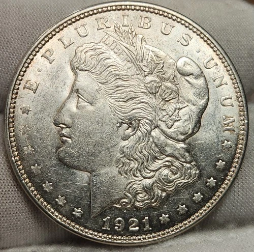 1921 D Morgan Silver Dollar, 90% Silver, Choice Almost Uncirculated, Morg-2164d
