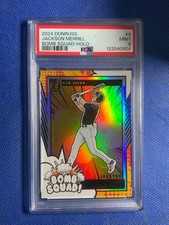2024 Panini Donruss Jackson Merrill #4 Bomb Squad Rookie Silver Holo /199 Padres