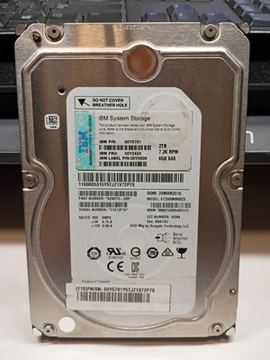 GENUINE IBM system storage 2TB 3.5'' 7.2K SAS 6GBPS HDD p/n 00y5701 model...