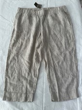 J. JILL beige linen cropped wide leg pants pull on pockets Women's PL NEW NWT