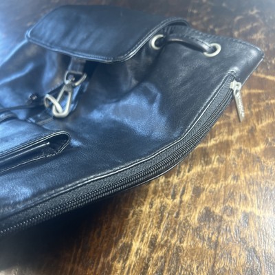 Kenneth Cole NY Black Soft Leather Side Zip Backpack  display picture 2