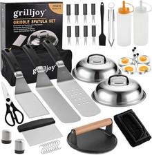grilljoy Professional Griddle Accessories Kit Set with Smash Burger Press - Extr