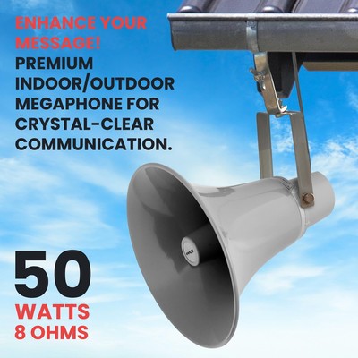 Indoor Outdoor PA Horn Speaker - 13.5 Inch 50 W Powered Compact