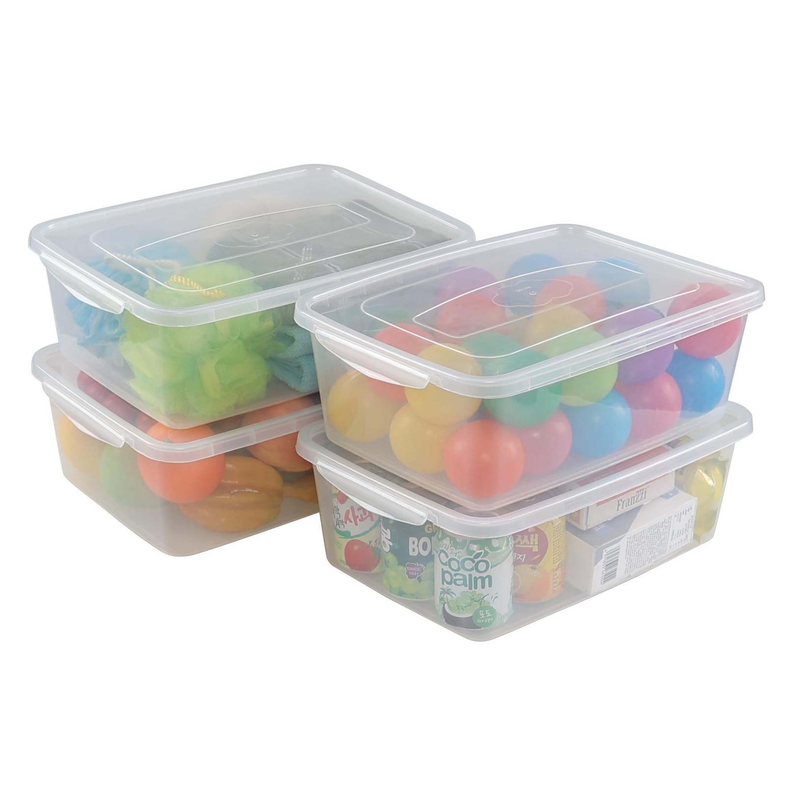 14 Quart Clear Latching Box, Plastic Storage Container Bins with Lids Set of 4