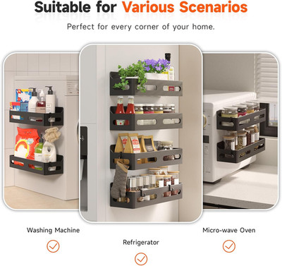 4 Pack Strong Magnetic Spice Rack for Refrigerator, Multipurpose Magnetic She...
