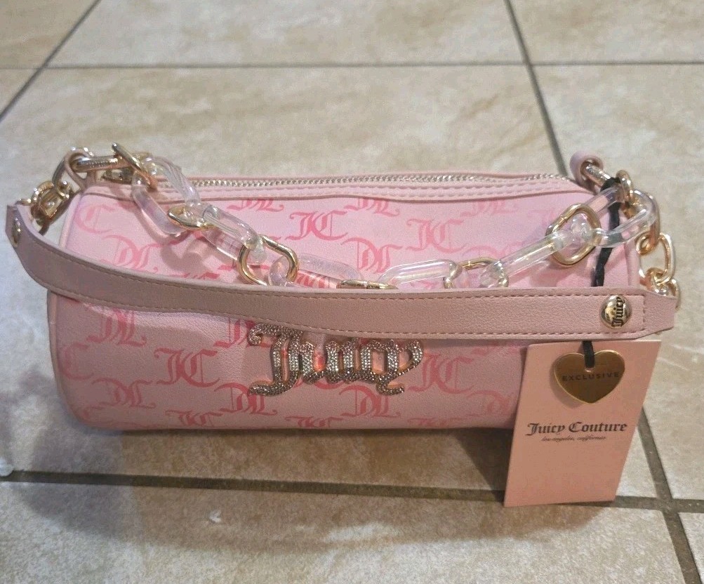 Women's Juicy Couture Bling Bling Roll Bag  Pink Multi Exclusive New With Tags !