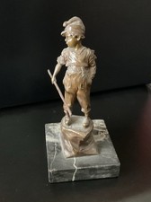 Vintage Antike BRONZE Skulptur Junge Jugend P FERRARI Statue Figur