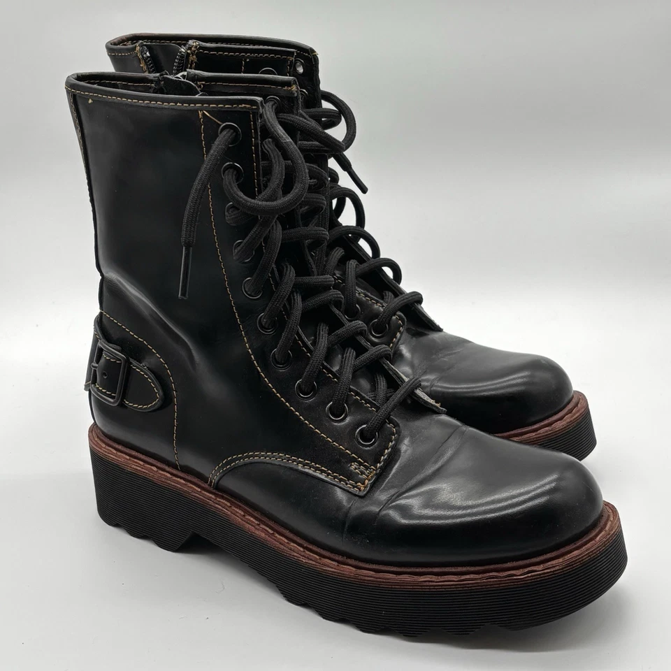 Botas de cuero de combate Coach negras talla 7,5 Foto 2 de 4