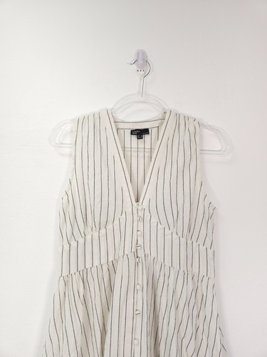 Nobody’s Child Dress Size 10 Cream Pinstripe Sleeveless Starlight Midi Summer - Picture 3 of 11
