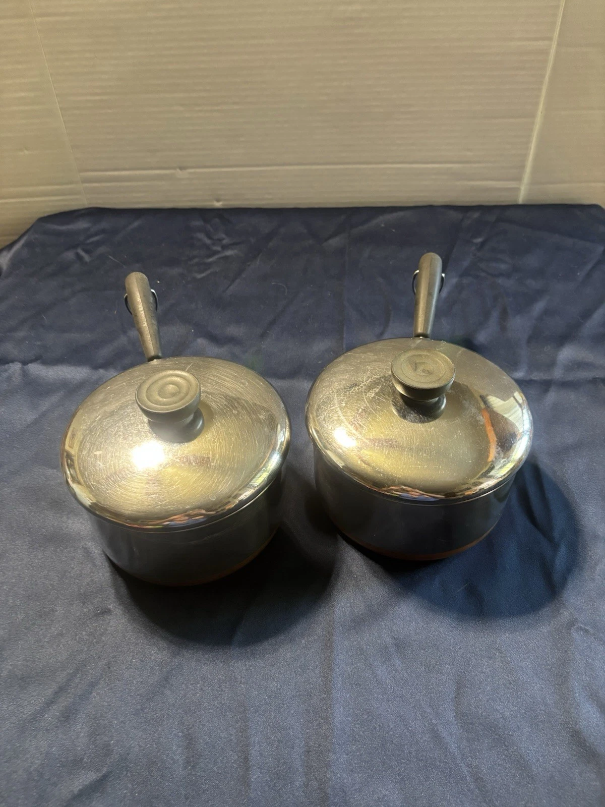VTG Pair Of Copper Bottom Sauce Pan Pot Lid REVERE WARE 2 Qt -94 Clinton, IL USA