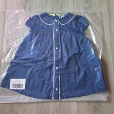 Janie and Jack Girls Baby Baby Textured Stripe Collar Dress 18-24M Blue 