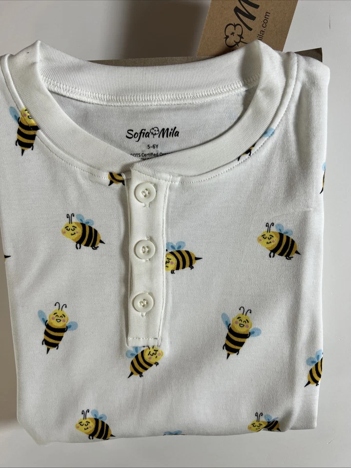 Conjunto de pantalones/mangas largas de algodón orgánico Sofia Mila Boutique 5-6 años venta al por menor $50 Foto 4 de 4