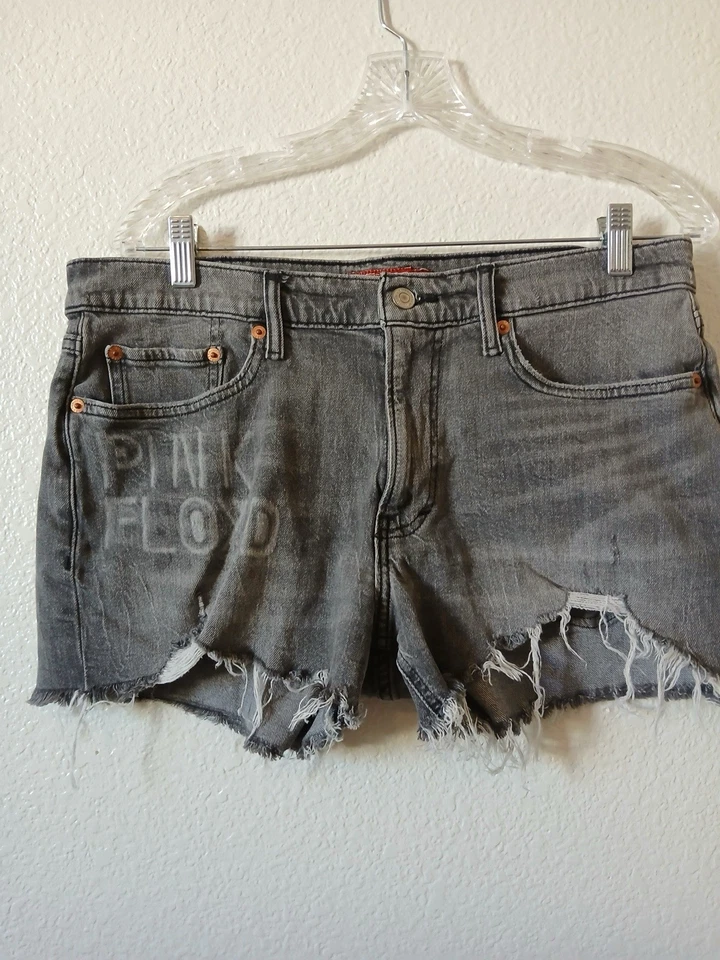 Pantalones cortos Lucky Brand Legend para mujer talla 10/30 Pink Floyd tiro medio negros elásticos Foto 4 de 4