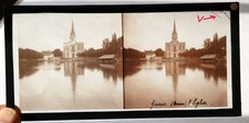 Eglise Church FRANCE Antique 1880 Large Glass Stereoview 8,5x17cm stereoscopic