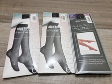 3x Vintage Nice Touch stockings BLACK Made In USA Knee Highs