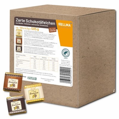 (34,12 /1kg) Hellma Schokotäfelchen Mix, Belgische Schokolade, 130 Stück