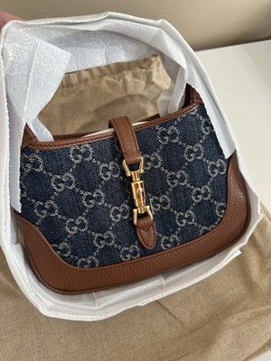 Gucci New Jackie 1961 DenimMini Shoulder Bag with Adjustable Strap