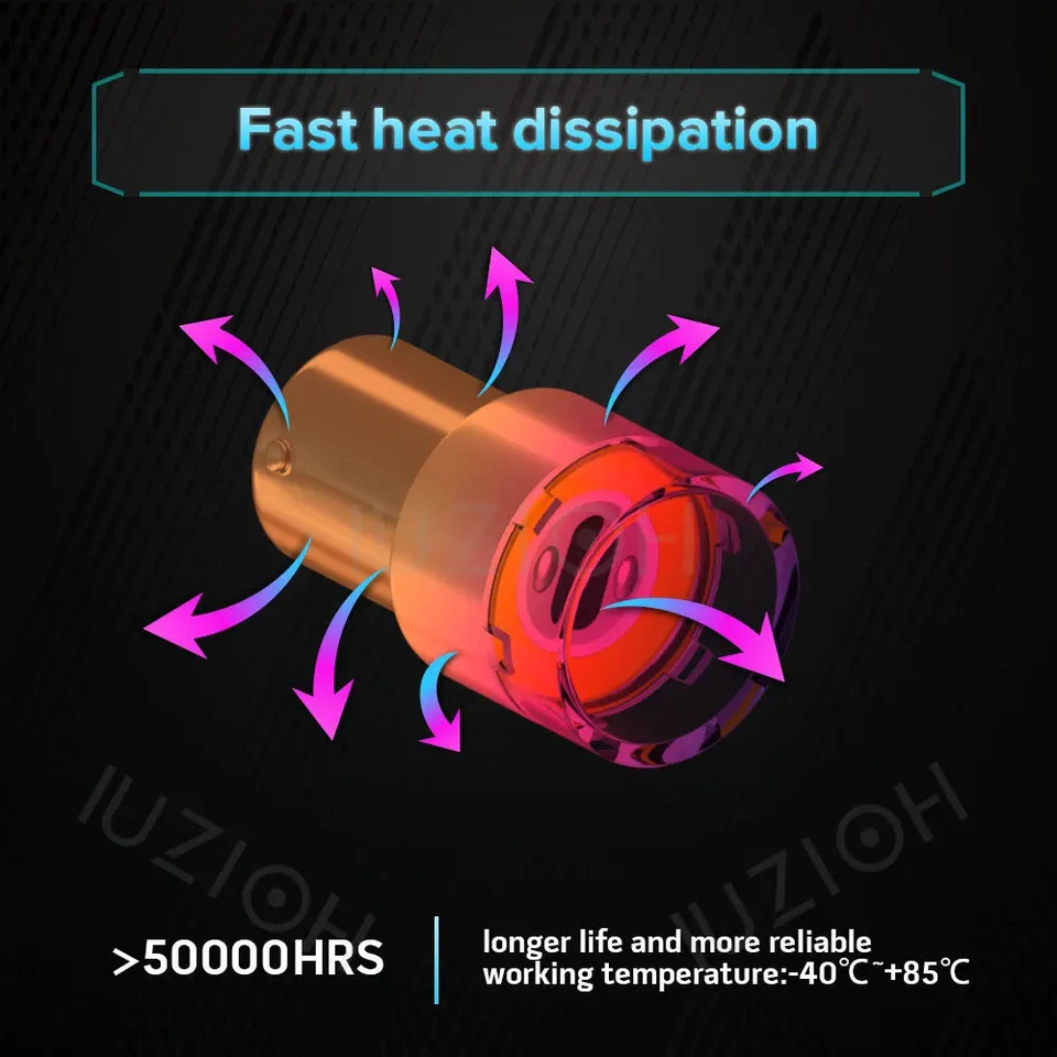 4PCS 12V 24V P21W Led Bulb Flash Red Tail Brake Reverse Parking Lamp Car Light - Image 3 of 4