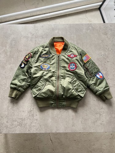 ALPHA INDUSTRIES MA1 Flight Bomber Aviation Jacket Patches Sz 4T Reversible - Picture 1 of 12