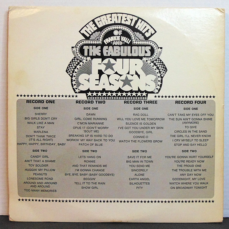 Frankie Valli & The Four Seasons - Greatest Hits 1974 LS 4 LP Vinyl Record Album Foto 2 de 4
