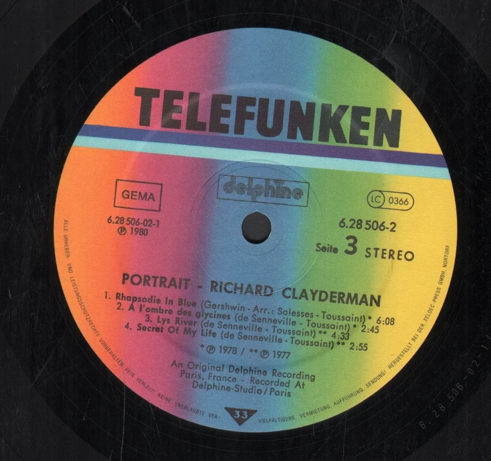 628506DO Richard Clayderman Portrait double LP vinyl Germany Delphine 1980 in - Image 4 of 4