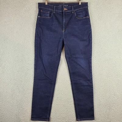 Mott & Bow Jeans Womens 32x28 Mom Ridge High Rise Dark Wash Denim Stretch Blue
