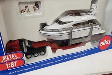 SIKU NEW HO 1/87 Scale 7-Axle Tractor Trailer with Large Yacht & Shipping Cradle