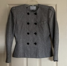 Le Suit Petite 4 Chekered Fitted Blazer Jack Office Career Stand Collar