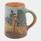 Weller Dickens Ware 1900s Vintage Art Pottery Brown To Blue Hunter And Dog Mug